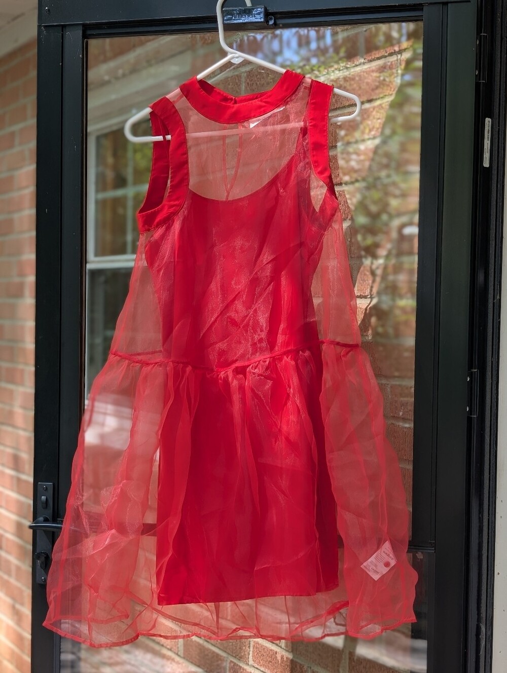 BHLDN Anthropologie Red Sleeveless Sheer Overlay Mini Dress, like new